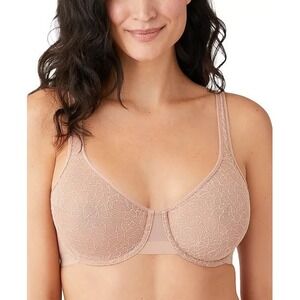 Wacoal All Edge Underwire Bra Tan Nude Lace Full Coverage 855341 US 36D